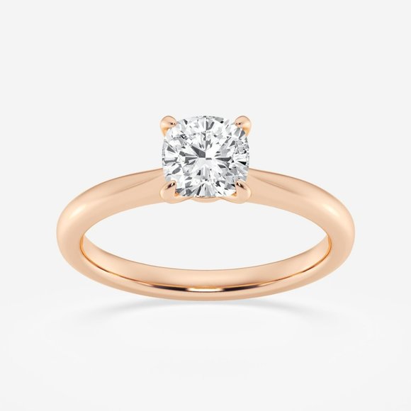 1 ctw Cushion Lab Grown Diamond Petite Solitaire Engagement Ring - Picture 6 of 6